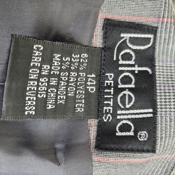 Rafaella Petite Women's Gray Pink Plaid Fitted Lined Blazer Office Work NWT 14 - Picture 3 of 12